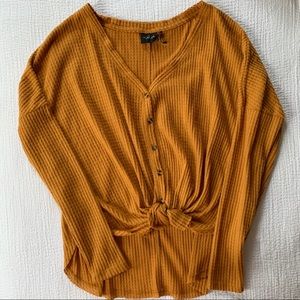 Thermal Oversized Button Front Top